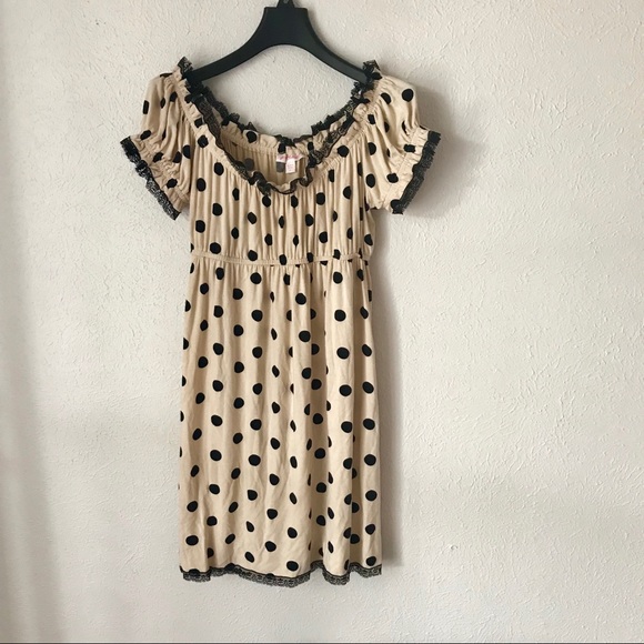 Betsey Johnson Dresses & Skirts - Betsey Johnson cream Polka dot Mini Dress